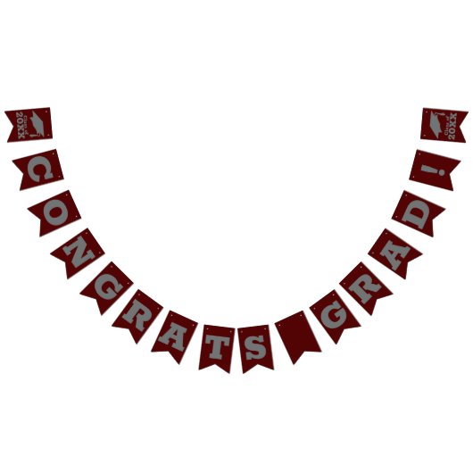 Bannière À Fanions Félicats Grad Dark Maroon et Grey (Tout)