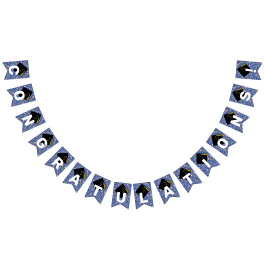 Bannière À Fanions Félicitations à Floral Graduation (Tout)