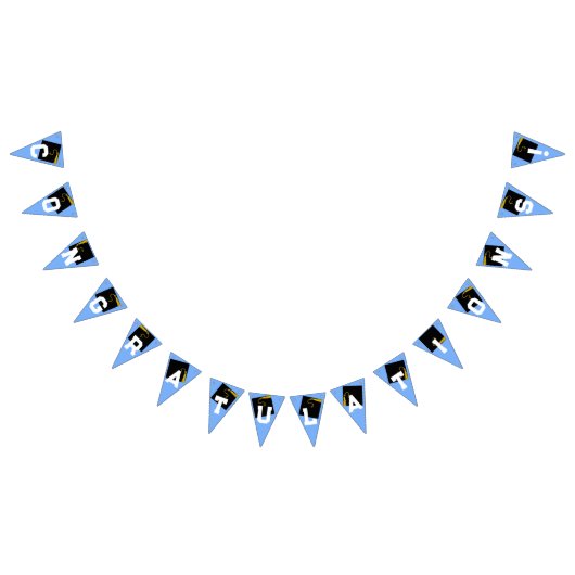 Bannière À Fanions Félicitations à la graduation Bleu clair (Tout)