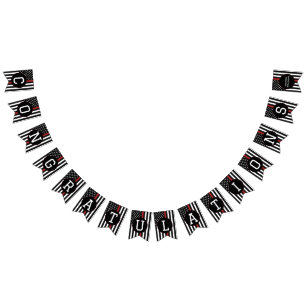 Bannière À Fanions Félicitations au pompier personnalisé Mince ligne 