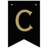 Bannière À Fanions Félicitations Classique Moderne Noir Argent & Or (Premier drapeau)