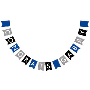 Bannière À Fanions Félicitations de noir de gris bleu