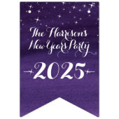 Bannière À Fanions Félicitations de nuit étoilée couleur violet foncé (Premier drapeau)