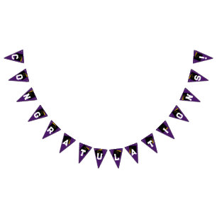 Bannière À Fanions Félicitations de remise de diplômes violet