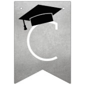 Bannière À Fanions Félicitations Fête de Graduation Moderne Argent (Premier drapeau)