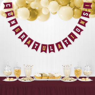 Bannière À Fanions Félicitations Fête Or Bourgogne Moderne