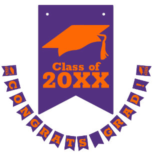 Bannière À Fanions Félicitations Grad Orange sur Purple