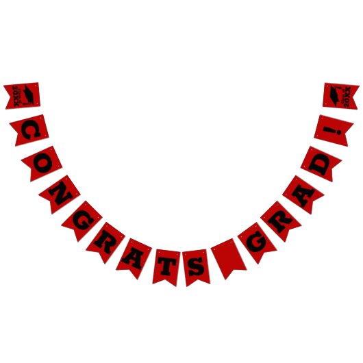 Bannière À Fanions Félicitations Grad Scarlet et Black (Tout)
