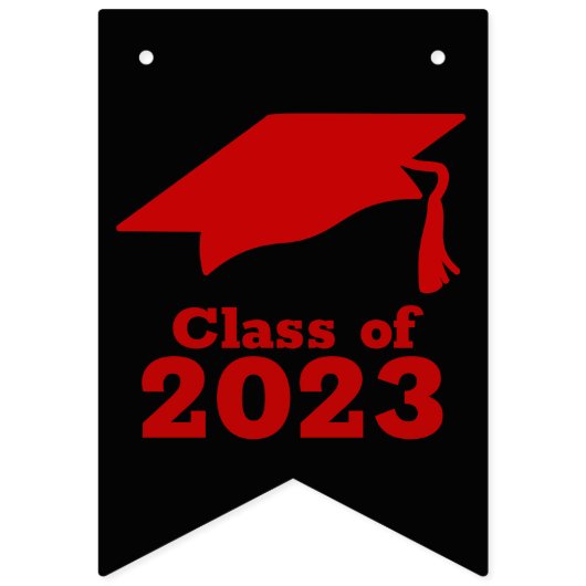 Bannière À Fanions Félicitations Grad Scarlet Red sur Black (Premier drapeau)