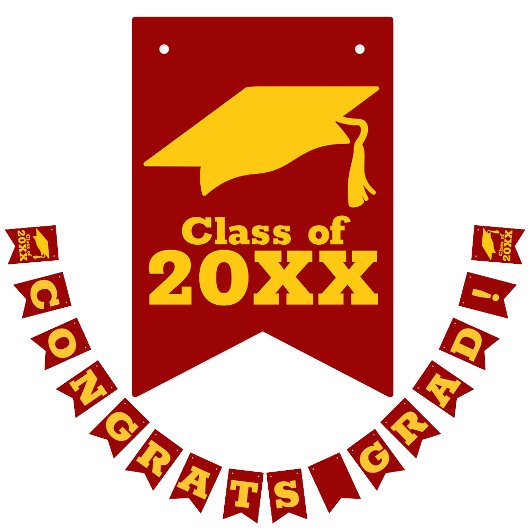 Bannière À Fanions Félicitations Grand Cardinal et Or