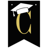 Bannière À Fanions Félicitations Modern Gold Black Graduation Party (Premier drapeau)