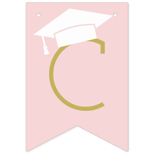 Bannière À Fanions Félicitations Modern Pink Gold Graduation Party (Premier drapeau)