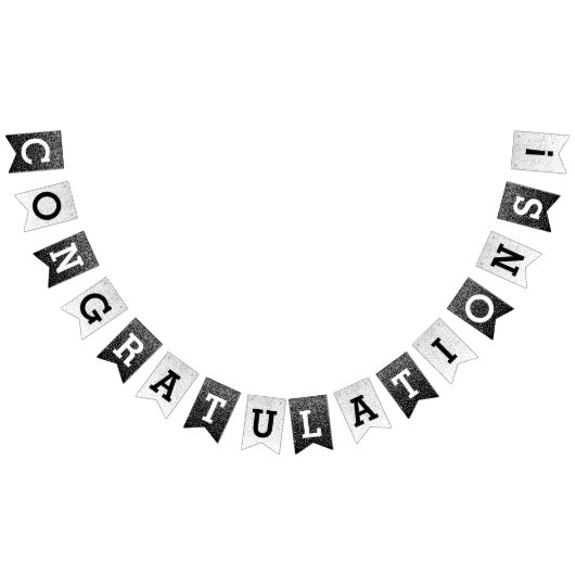 Bannière À Fanions Félicitations Moderne Argent Confetti Graduation (Tout)