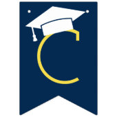 Bannière À Fanions Félicitations Moderne Marine Bleu Jaune Graduation (Premier drapeau)