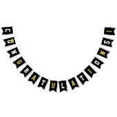 Bannière À Fanions Félicitations Moderne Noir et Or Graduation (Tout)