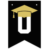 Bannière À Fanions Félicitations Moderne Noir et Or Graduation (Deuxième drapeau)