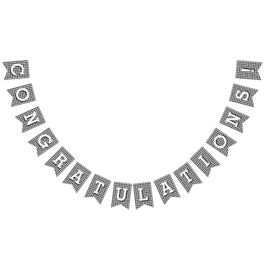 Bannière À Fanions Félicitations noires et blanches de pied-de-poule (Tout)