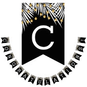 Bannière À Fanions Félicitations Palms Black Gold