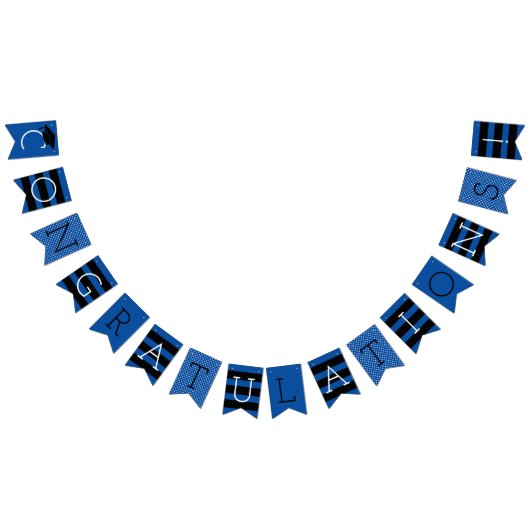 Bannière À Fanions Félicitations Parti Royal Blue Graduation Moderne (Tout)
