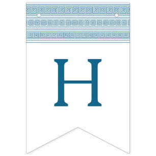 Bannière À Fanions Fête d'anniversaire bleu avec éléments grecs