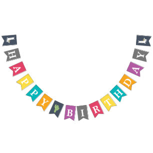 Bannière À Fanions Fête d'anniversaire colorée d'amusement de lama de