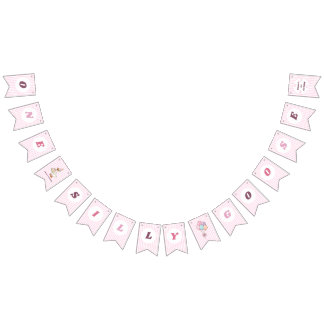 Bannière À Fanions Fête d'anniversaire de 1 an pour une fille avec un