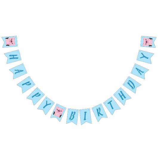 Bannière À Fanions Fête d'anniversaire de cochon (Tout)