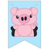 Bannière À Fanions Fête d'anniversaire de cochon (Premier drapeau)