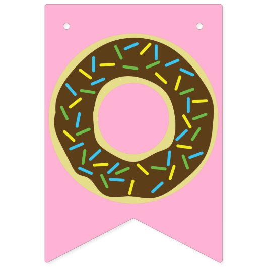 Bannière À Fanions Fête d'anniversaire de Donut (Premier drapeau)