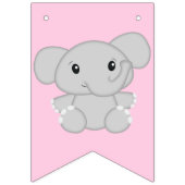 Bannière À Fanions Fête d'anniversaire de l'éléphant rose (Premier drapeau)