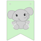 Bannière À Fanions Fête d'anniversaire de l'éléphant vert (Premier drapeau)