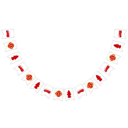 Bannière À Fanions Fête d'anniversaire du camion d'incendie (Tout)