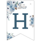 Bannière À Fanions Fête d'anniversaire Floral Bleu (Deuxième drapeau)