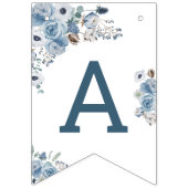 Bannière À Fanions Fête d'anniversaire Floral Bleu (Troisième drapeau)