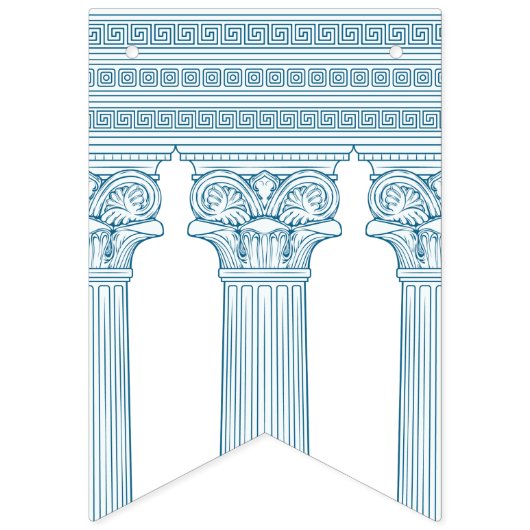 Bannière À Fanions Fête d'anniversaire grecque avec colonnes de templ (Premier drapeau)