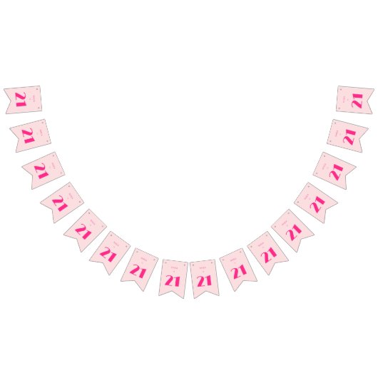 Bannière À Fanions Fête d'anniversaire moderne 21e Vingt et une rose (Tout)