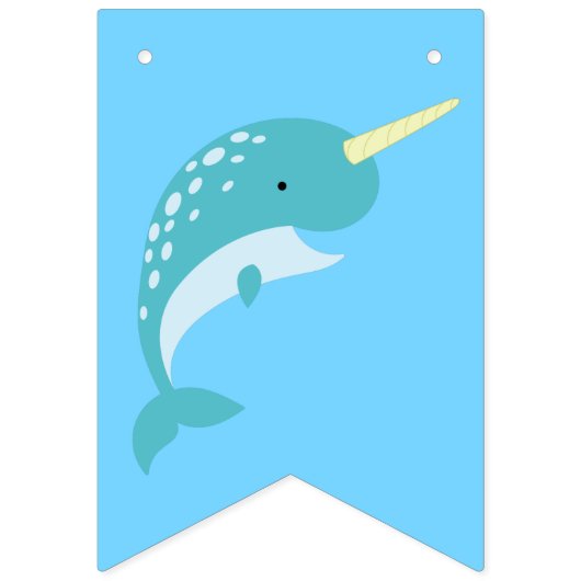 Bannière À Fanions Fête d'anniversaire Narwhal (Premier drapeau)