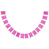 Bannière À Fanions Fête d'anniversaire rose et blanc (Tout)