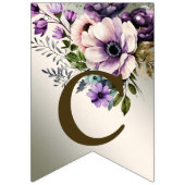 Bannière À Fanions Fête de bienvenue Fleurs violettes rose or élégant (Premier drapeau)