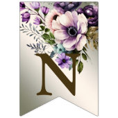 Bannière À Fanions Fête de bienvenue Fleurs violettes rose or élégant (Troisième drapeau)