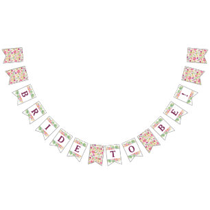 Bannière À Fanions Fête de Fiançailles Fleurie Élégante pour la Futur