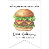 Bannière À Fanions Fête de hamburger aquarelle Anniversaire (Deuxième drapeau)