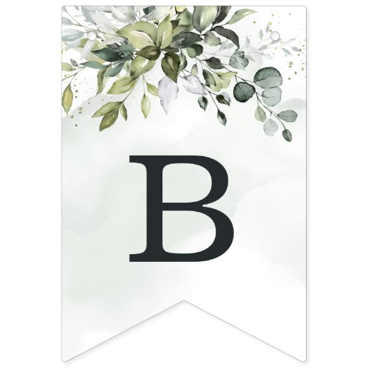 Bannière À Fanions Fête de l'mariée Boho Dusty Blue Eucalyptus (Deuxième drapeau)