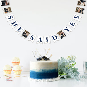 Bannière À Fanions Fête de mariage élégante bleue