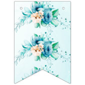 Bannière À Fanions Fête de mariage floral bleu (Premier drapeau)
