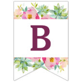 Bannière À Fanions Fête de Mariée Fleurie Élégante pour la Future Mar (Troisième drapeau)