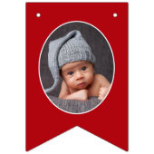 Bannière À Fanions Fête de Noël | Photo rouge (Premier drapeau)