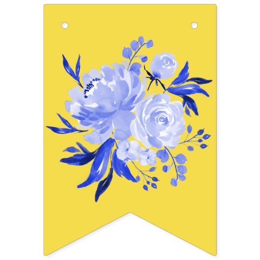 Bannière À Fanions Fête des mariées bleue et jaune (Premier drapeau)