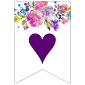 Bannière À Fanions Fête des mariées de fleurs rose et bleue violet (Premier drapeau)