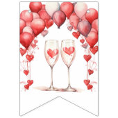 Bannière À Fanions Fête des mariées de la Saint Valentin Coeurs (Premier drapeau)